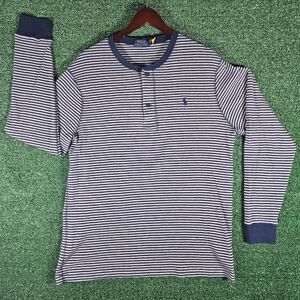Polo Ralph Lauren Thermal Henley Shirt / Mens Size XL / Blue & Grey